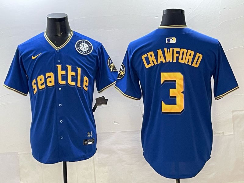 Men Seattle Mariners #3 Crawford blue Game Nike MLB 2025 Jersey 002->seattle mariners->MLB Jersey